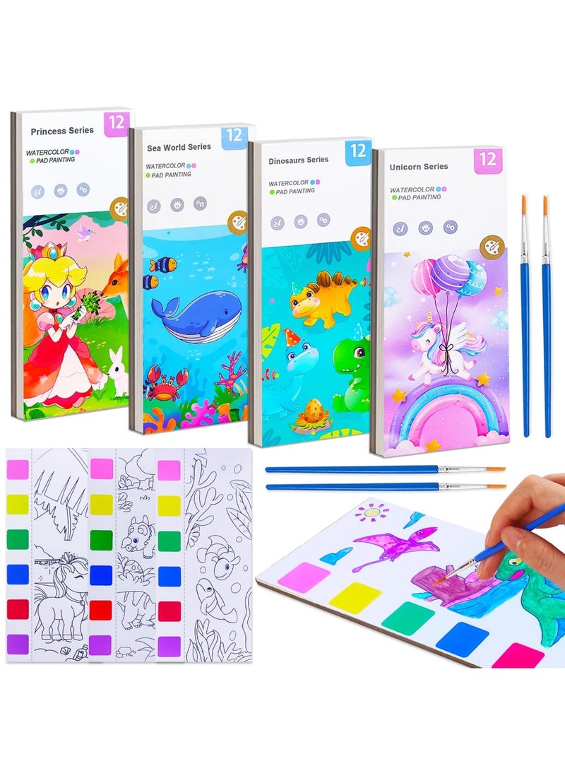 SYOSI Watercolor Painting Books for Toddlers, Travel-Friendly Paint with Water Kits, Arts and Crafts Set for Kids Ages 2-6, Fun Coloring Activity for Boys and Girls,6 Pack - Image 1