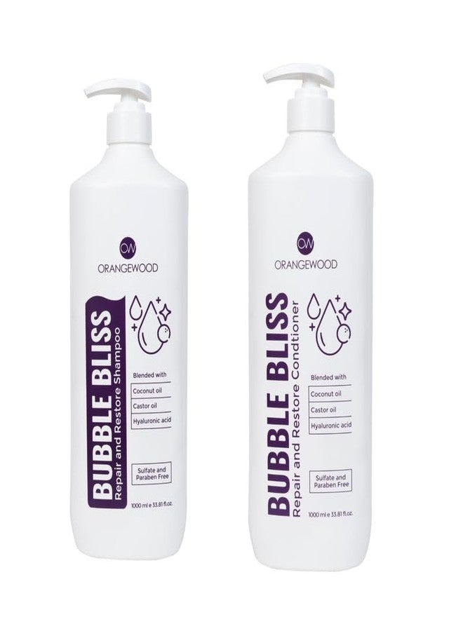 Orangewood Bubble Bliss Repair and Restore Shampoo & Conditioner, Retains Hair Moisture Prevent Loss Of Intercellular Build Elasticity, For Men and Women(Imported), Combo Pack - 1000ml - Image 1