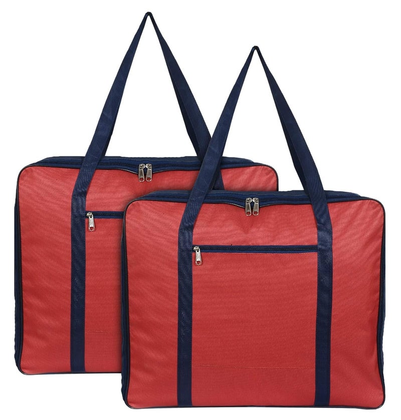Kuber Industries Kuber Industries Large Size Lightweight Foldable Rexine Jumbo Underbed Storage Bag With Zipper And Handle Red Royal BluePack of 2  - Image 1