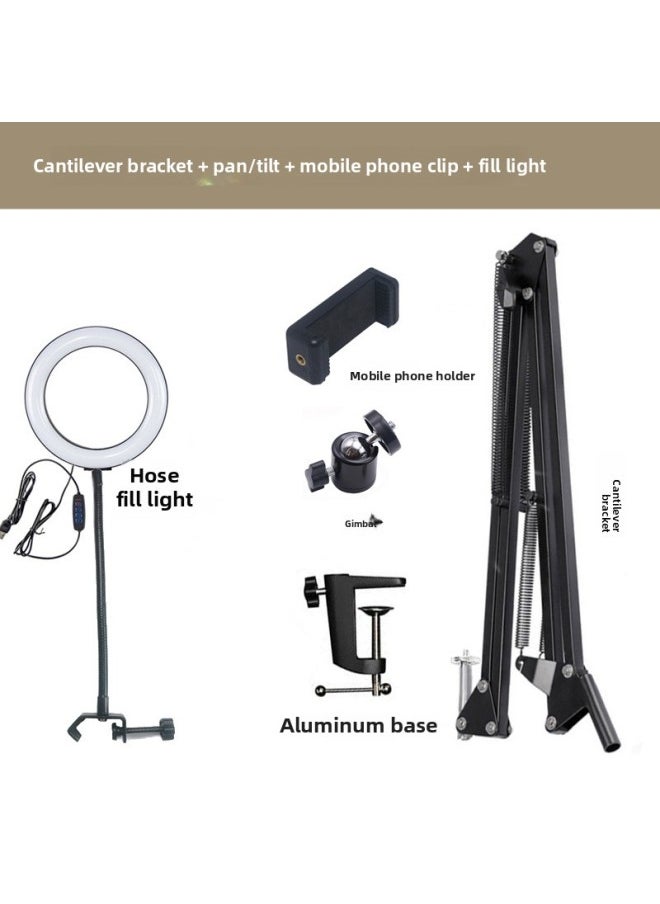 Generic - Mobile Phone Camera 4 Points A Nb35 Cantilever Bracket Connected To The Tremolo Live Chat Monitoring Microphone 1/4 Bracket-Color:1/4 Bracket (aluminum Base) + PTZ Mobile Phone Clip + Fill Light - Image 1