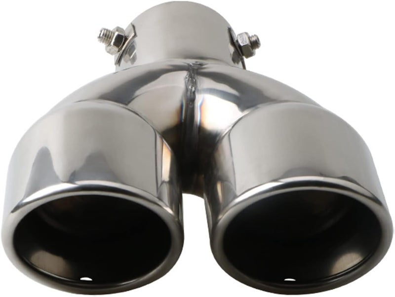Krtopo 2.5" 63mm Exhaust tips Stainless Steel Car Exhaust Muffler Auto Throat Double End Silencer, Outlet 3" (Straight Silver) - Image 5