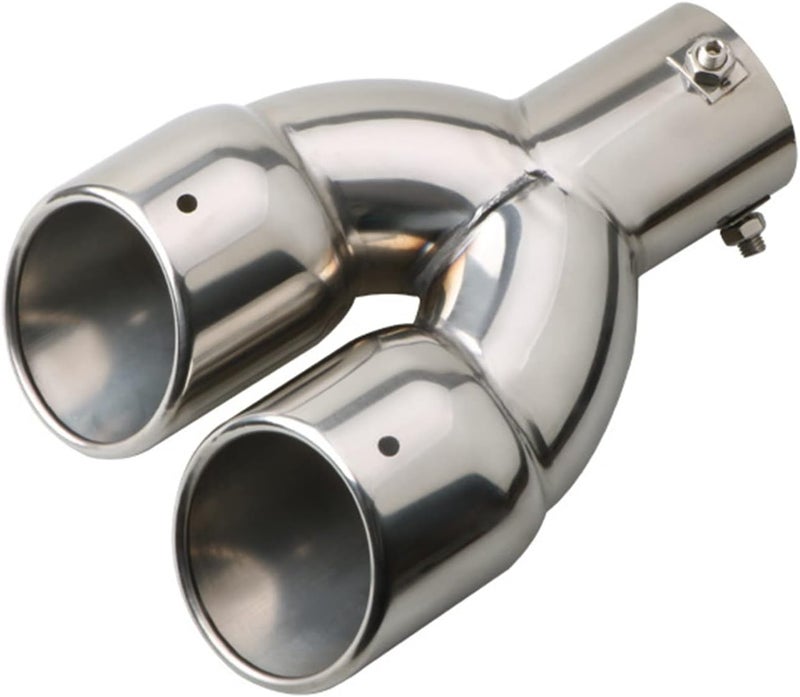 Krtopo 2.5" 63mm Exhaust tips Stainless Steel Car Exhaust Muffler Auto Throat Double End Silencer, Outlet 3" (Straight Silver) - Image 4