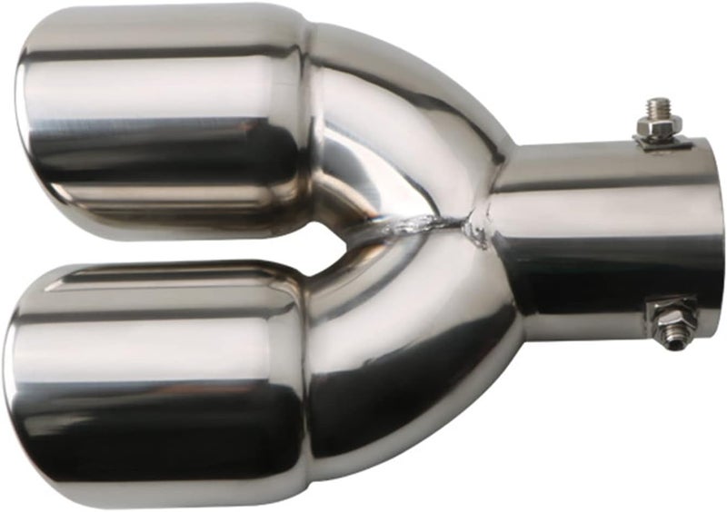 Krtopo 2.5" 63mm Exhaust tips Stainless Steel Car Exhaust Muffler Auto Throat Double End Silencer, Outlet 3" (Straight Silver) - Image 3
