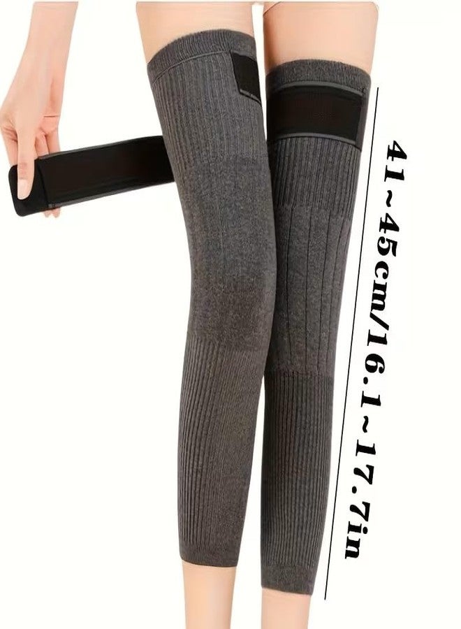 WKLOUYHE Unisex Thermal Fleece Leg Warmer Soft Plush Cashmere Fleece Thick Knee Brace with Adjustable Strap Warmer For Knee Protector Arthritis Joint Pain Relief_Free Size,Pack Of 01(With Belt) - Image 2