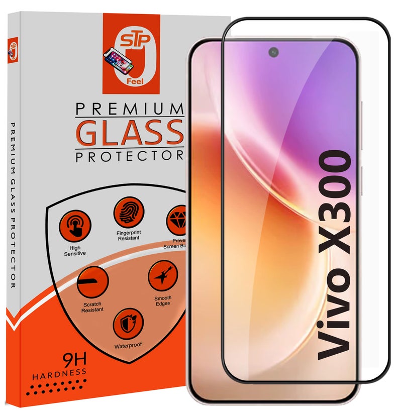 STP FEEL® Premium HD+ Tempered Glass Screen Protector Guard Compatible For Vivo X300 5G (Ultrasonic Fingerprint Working) (6.31 Inch, Pack of 1) | Edge to Edge Coverage With Easy to installation kit - Image 1