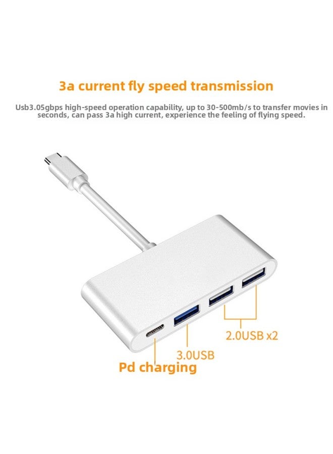 Type-c To USB2.0 + USB3.0 + Pd Charging Four-in-one Hub USB-C3.1 Hub Expansion Dock-Color:Silver Gray  - Image 3