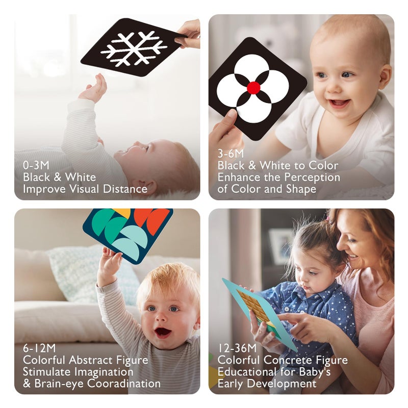 hahaland 4 in 1 High Contrast Flash Cards for Visual Stimulation 80 Pcs Black and White Stimulus Cards Infant Newborn Toys 0 6 Months Black and White Visual Stimulus Cards Infant Newborn Baby Toys 0 3 - Image 5