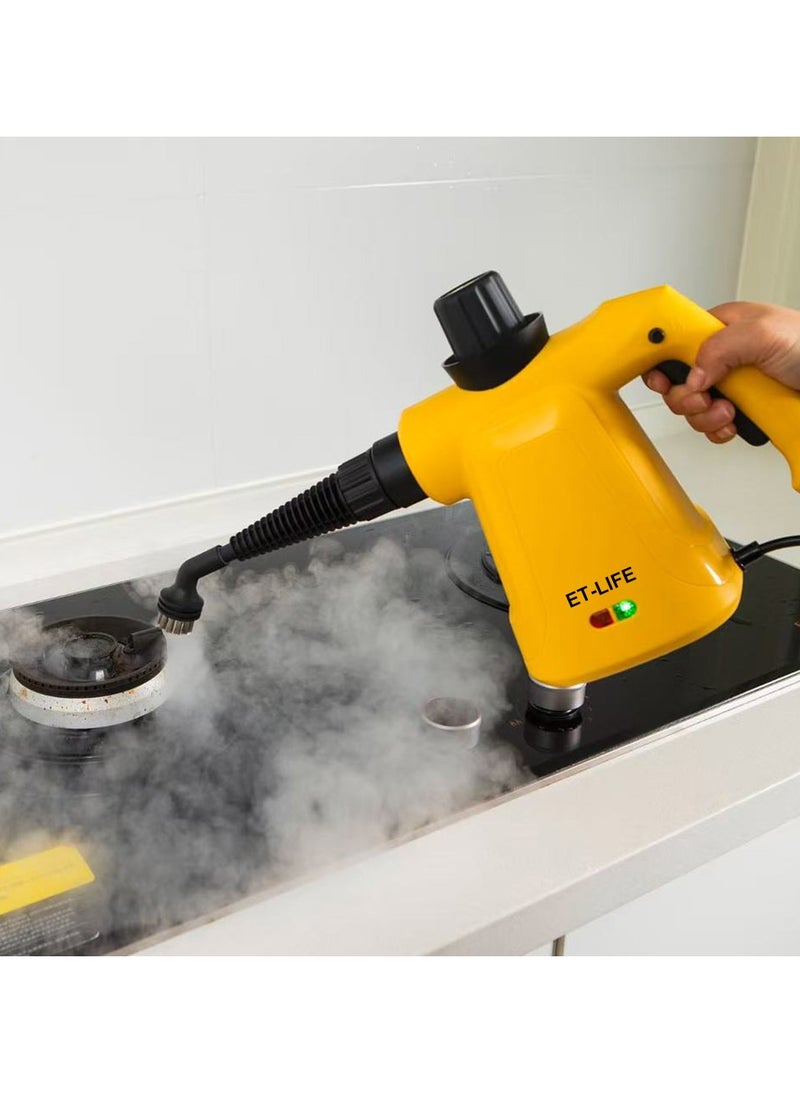 Handheld Steam Cleaner, 1000W Steamer for Cleaning, Multipurpose Portable Steam Cleaners for Home Use with Safety Lock and 9 Accessory Kit to Remove Grime, Grease and More, Save Time and Effort