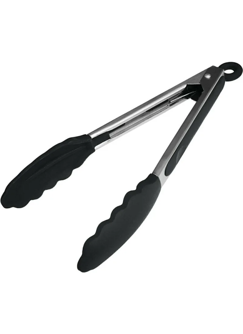 Hazarpazar Hazar Pazar Metal Handle Silicone Tongs with Lock System - Black