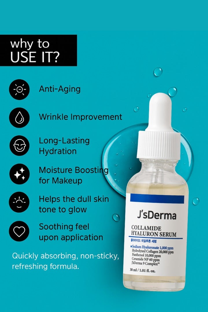 J'sDerma Hyaluronic Acid and Collagen Serum for Brightening and Wrinkle Improvement Collamide Hyaluron Serum 30ml  - Image 2
