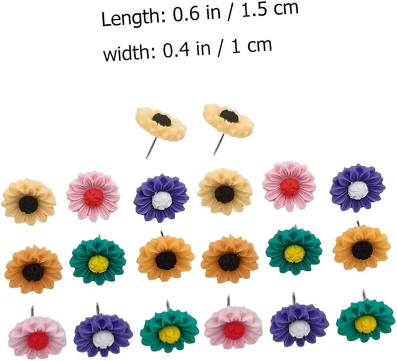 VILLCASE 20pcs Sunflower Push Pins for Bulletin Boards Cork Strips Home Office DIY Craft - Image 2