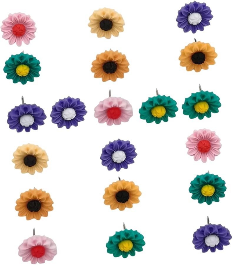 VILLCASE 20pcs Sunflower Push Pins for Bulletin Boards Cork Strips Home Office DIY Craft - Image 1