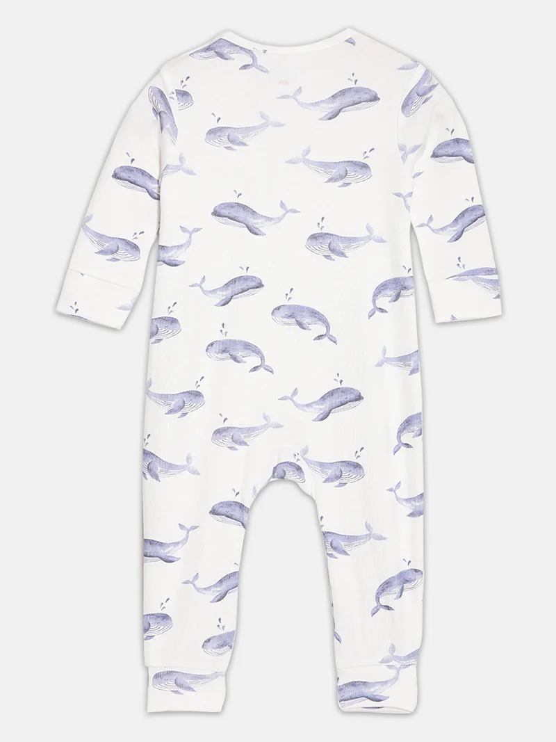 Broon Broon Infant Boys White and Grey Printed Organic Cotton Sleepsuit Pack of 2
