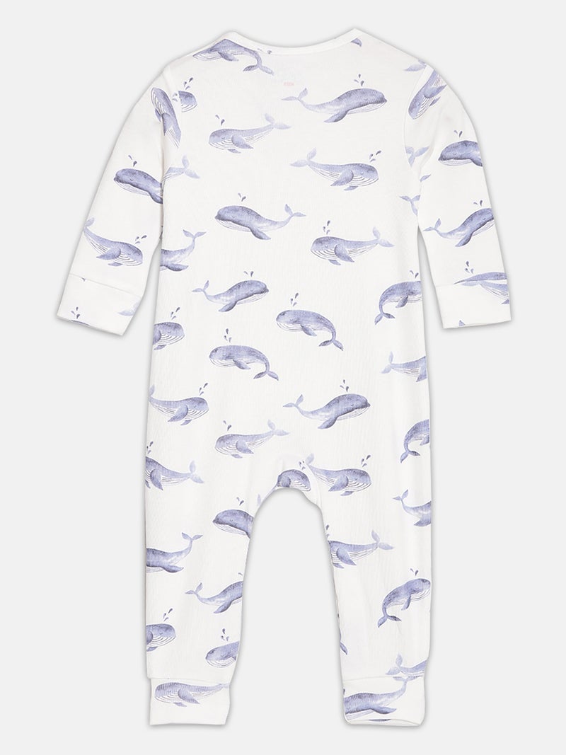 Broon Infant Boys White and Grey Printed Organic Cotton Sleepsuit Pack of 2 - Image 4