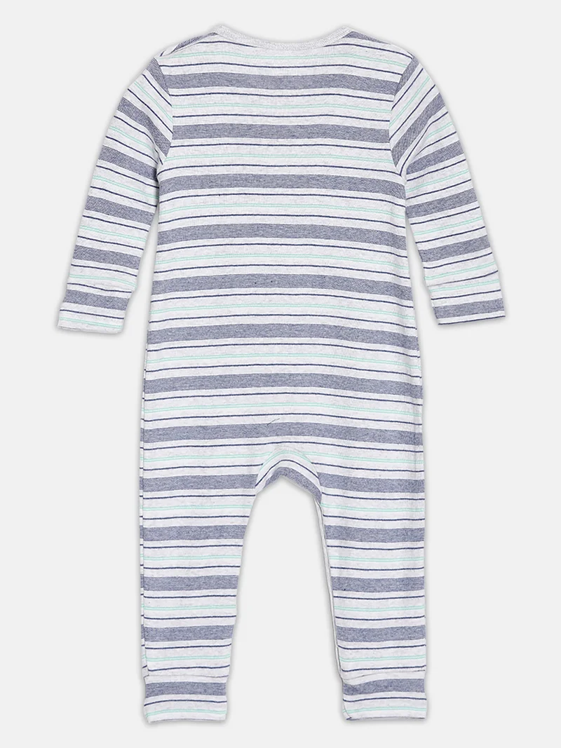 Broon Broon Infant Boys White and Grey Printed Organic Cotton Sleepsuit Pack of 2