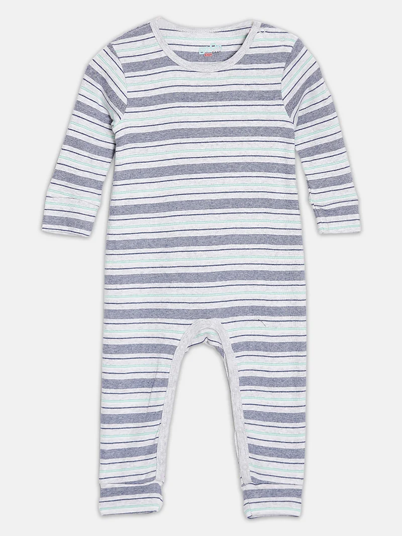 Broon Broon Infant Boys White and Grey Printed Organic Cotton Sleepsuit Pack of 2