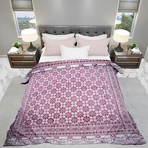 Nilam Collection Solapur Chaddar Cotton 200 TC Blanket/Bed Sheet Single Bed Full Size Color-Blue Pack Of 1 (Size- 60X90 Inch) - Image 2