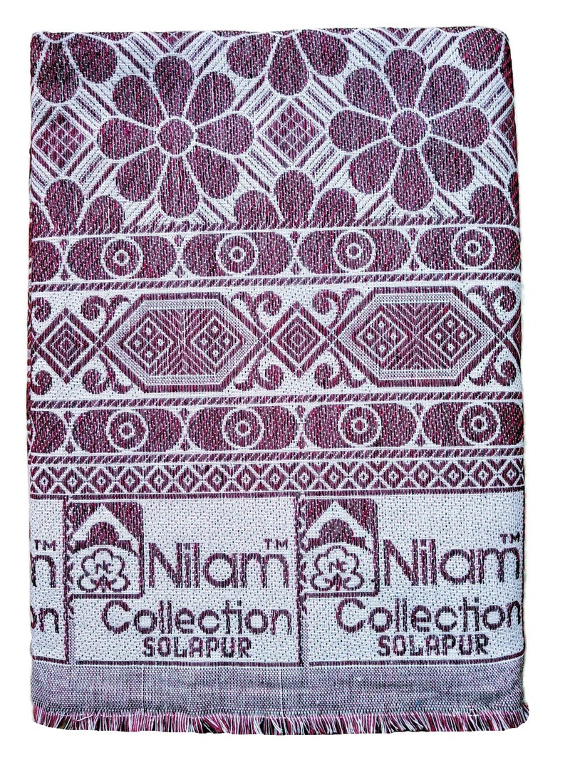 Nilam Collection Solapur Chaddar Cotton 200 TC Blanket/Bed Sheet Single Bed Full Size Color-Blue Pack Of 1 (Size- 60X90 Inch) - Image 4