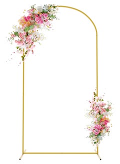 Jorunb 6.6 FT Wedding Arch Backdrop Stand Gold Metal Backdrop Stand for Wedding Ceremony Birthday Party Bridal Baby Shower Photo Booth Garden Floral Balloon Arch Decoration  - Image 1