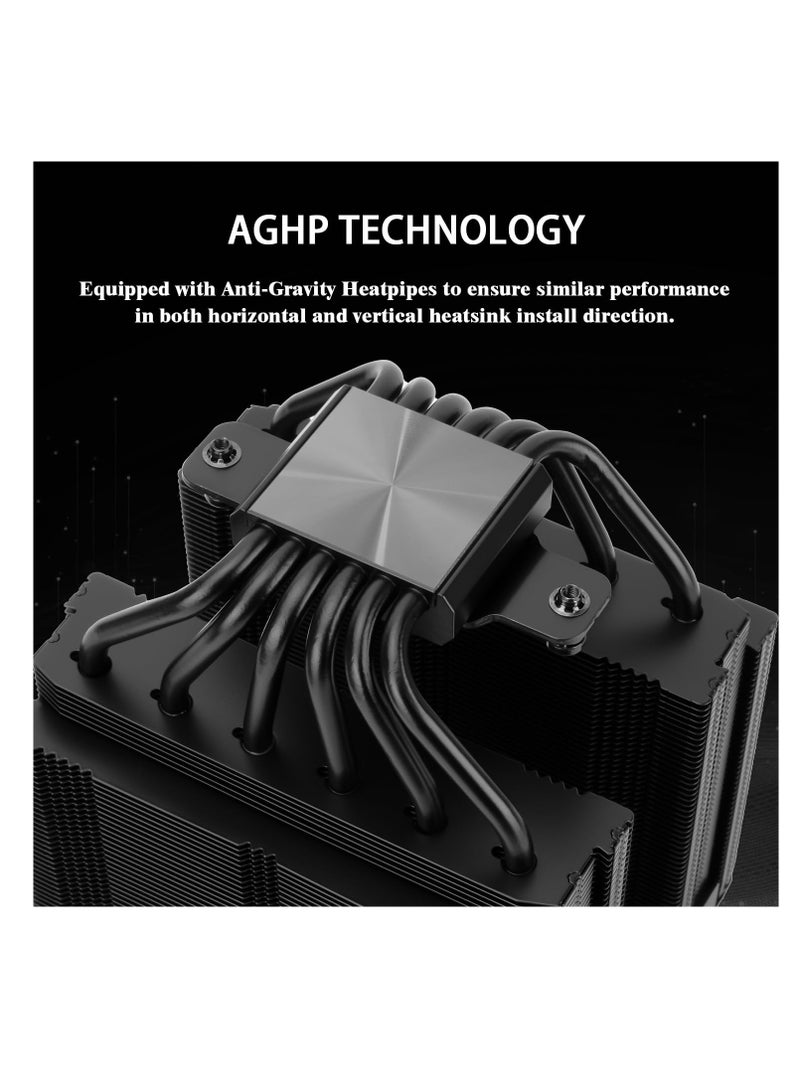 Thermalright Royal Pretor 130 Black CPU Air Cooler,6 Heat Pipes Dual Towers Cooler,with Dual PWM Fans,1500RPM Speed,Desktop Cooler for Intel 1700/1851/2011/115X,AM5,TL-H12-X28 and TL-HD13-X28 PWM Fan - Image 5