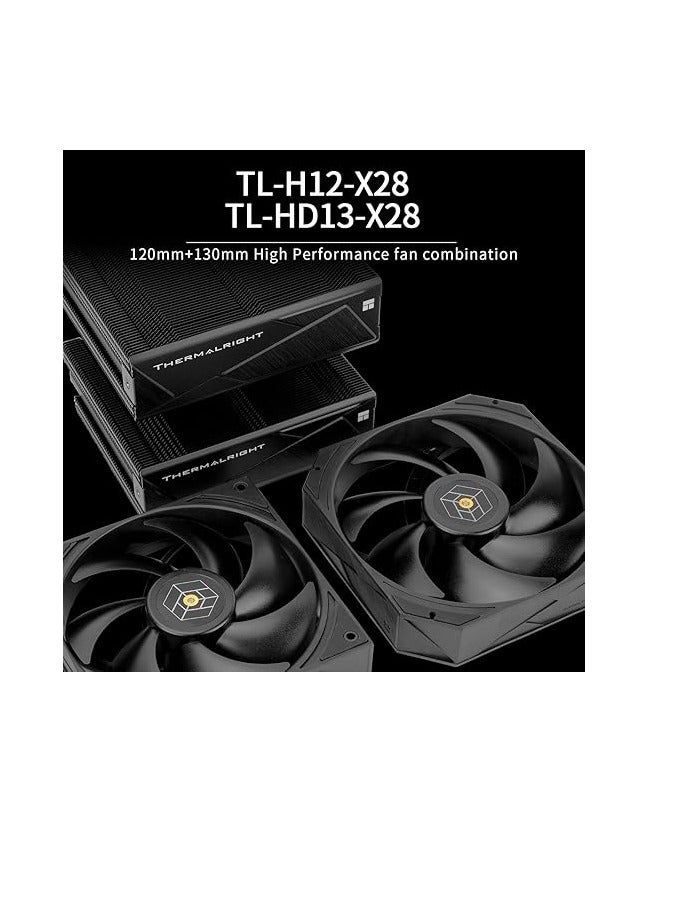 Thermalright Royal Pretor 130 Black CPU Air Cooler,6 Heat Pipes Dual Towers Cooler,with Dual PWM Fans,1500RPM Speed,Desktop Cooler for Intel 1700/1851/2011/115X,AM5,TL-H12-X28 and TL-HD13-X28 PWM Fan - Image 3