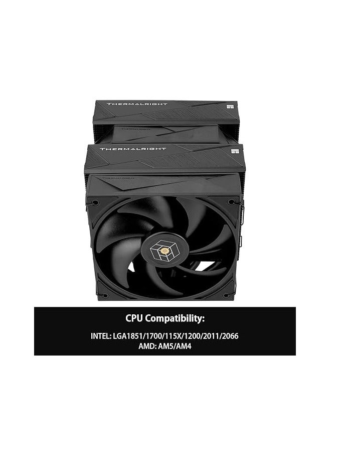 Thermalright Royal Pretor 130 Black CPU Air Cooler,6 Heat Pipes Dual Towers Cooler,with Dual PWM Fans,1500RPM Speed,Desktop Cooler for Intel 1700/1851/2011/115X,AM5,TL-H12-X28 and TL-HD13-X28 PWM Fan - Image 4