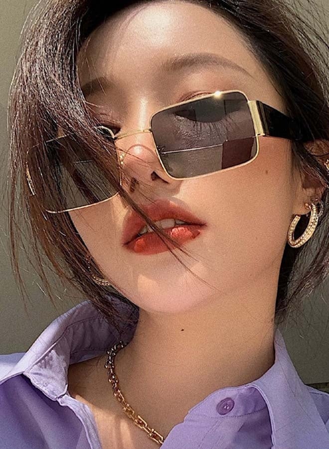 Long Keeper Retro Rectangle Sunglasses for Women Men Metal Frame Trendy Vintage Small 90s Sun Glasses UV Protection - Image 3