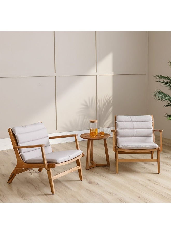 DANUBE HOME طقم شرفة خشبي ترافيس 2+1، أثاث فناء خارجي مع 2 كرسي وطاولة قهوة، طقم شرفة خشبي متين للحديقة، التراس والفناء الخلفي – بني - Image 1