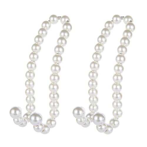 MiOYOOW 2Pcs Car Seat Headrest Hooks Pearl Car Hangers Organizer Portable Headrest Hanger Interior Accessories for Purses Grocery Bag - Image 1