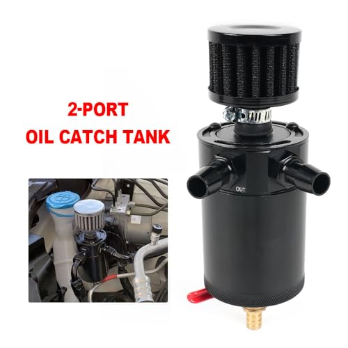 BARTOO Universal Oil Catch Can Tank 2 Port Oil Catch Can Billet aluminum Car Engine oil catch can kit With Breather Filter Reservoir Oil Separator - Image 2