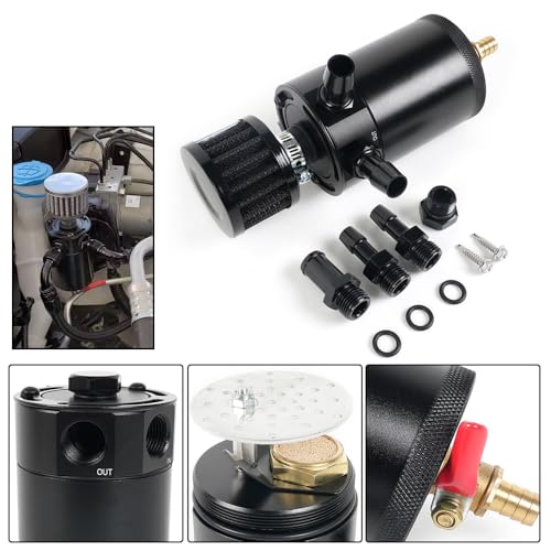 BARTOO Universal Oil Catch Can Tank 2 Port Oil Catch Can Billet aluminum Car Engine oil catch can kit With Breather Filter Reservoir Oil Separator - Image 4