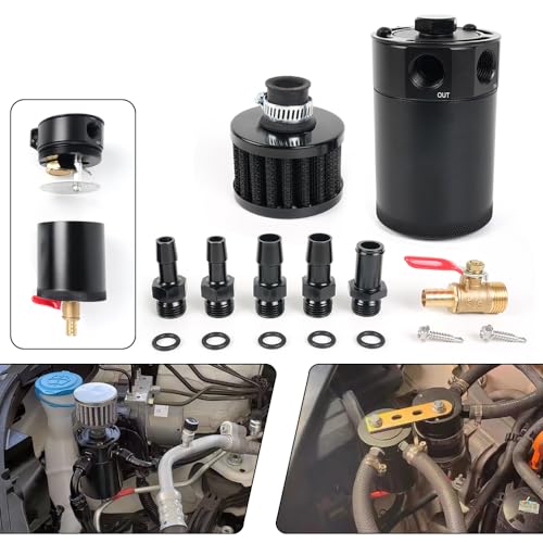 BARTOO Universal Oil Catch Can Tank 2 Port Oil Catch Can Billet aluminum Car Engine oil catch can kit With Breather Filter Reservoir Oil Separator - Image 3