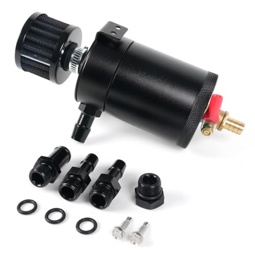 BARTOO Universal Oil Catch Can Tank 2 Port Oil Catch Can Billet aluminum Car Engine oil catch can kit With Breather Filter Reservoir Oil Separator - Image 1
