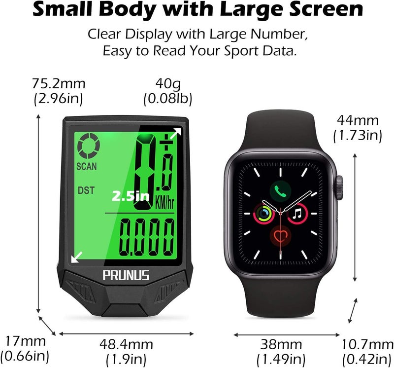 PRUNUS Bike Speedometer and Odometer Wireless Waterproof Bicycle Computer with Touch Sensor Switch, Big Digital LCD Screen, Automatic Wake-up for Outdoor MTB Road Cycling and Fitness… - Image 4