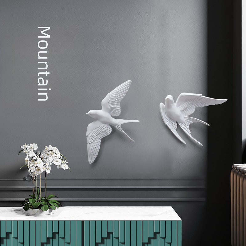 Nordic Living Room Wall Decoration Pendant Entrance Restaurant Creative Art 3d Bird Hanging Light Luxury Wall Hanging(Swallow B) - Image 5