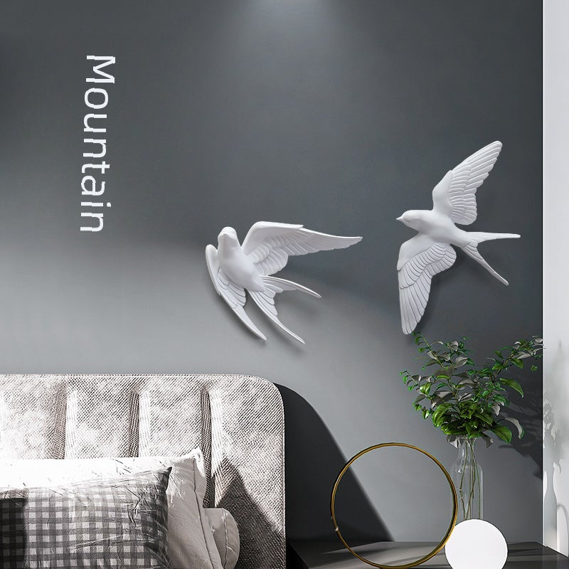 Nordic Living Room Wall Decoration Pendant Entrance Restaurant Creative Art 3d Bird Hanging Light Luxury Wall Hanging(Swallow B) - Image 4