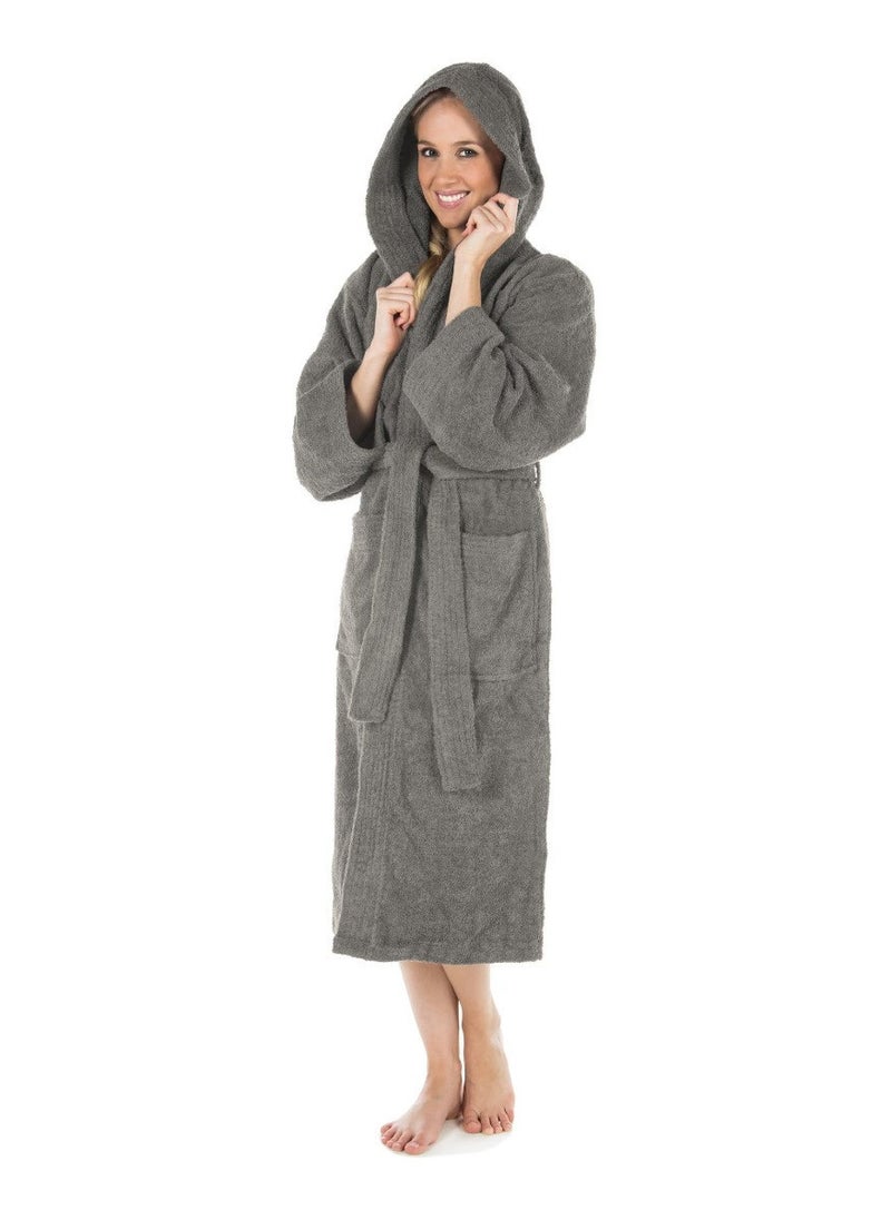 White Rose Grey Color Unisex Hotel Spa Terry Bathrobe XL Size  - Image 1