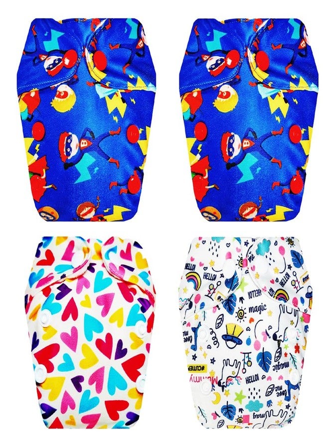 Dumbledo Premium Newborn Cloth Diaper with Integrated Insert (Pack of 4) | Soft & Gentle | Breathable | Adjustable Snaps | Ideal for Toddlers | 0 - 4 Months | Unisex Baby - Image 1