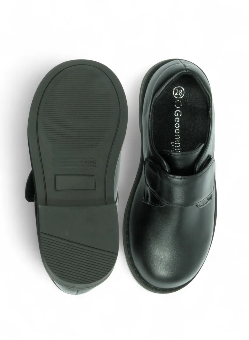 Geoomnii Boys School Shoes – Durable Black Formal Uniform Footwear for Kids | Anti-Slip Sole, Cushioned Insole, Easy Closure | Ideal for Daily Use & School Activities