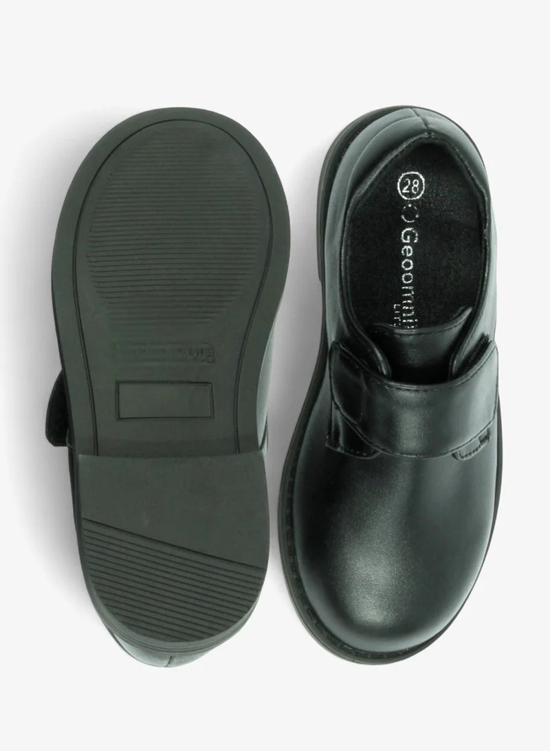 Geoomnii Black Boys School Shoes – Durable Black Formal Uniform Footwear for Kids | Anti-Slip Sole, Cushioned Insole, Easy Closure | Ideal for Daily Use & School Activities for Men | Best Price UAE