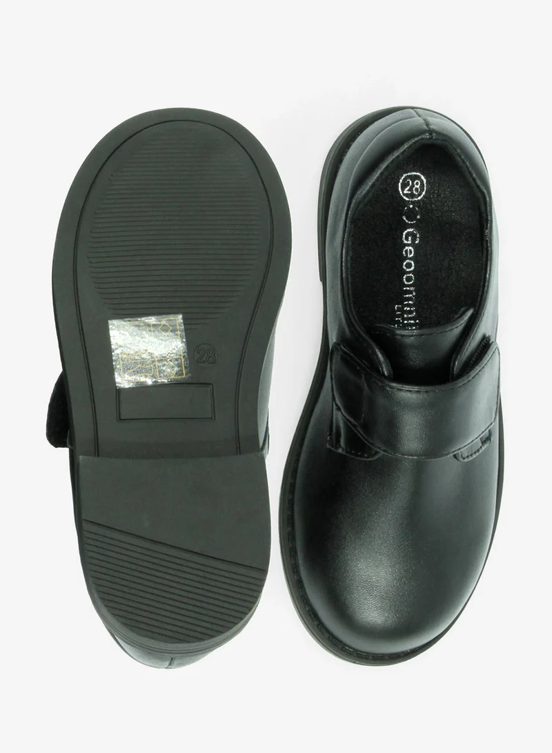 Geoomnii Black Boys School Shoes – Durable Black Formal Uniform Footwear for Kids | Anti-Slip Sole, Cushioned Insole, Easy Closure | Ideal for Daily Use & School Activities for Men | Best Price UAE