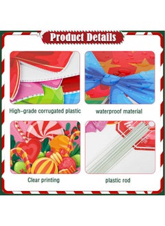 Qpout 10 Pcs Candy Christmas Yard Signs Santa Stop Here Yard Decorations Outdoor Lollipop Christmas Garden Signs With Stakes Winter Holiday Pathway Lawn Decorations Merry Xmas Decor Supplies  - Image 3