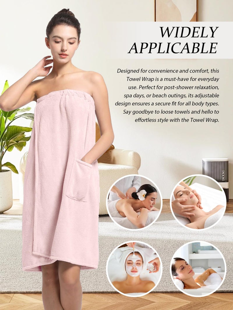 Wubbept Women'S Soft Wrap Towel Full Lengthï¼ŒBath Robe After Shower Female Plush Longï¼ŒSpa Bathrobes Lightweight With Pockets (US, Alpha, One Size, Regular, Regular, Pink) - Image 4
