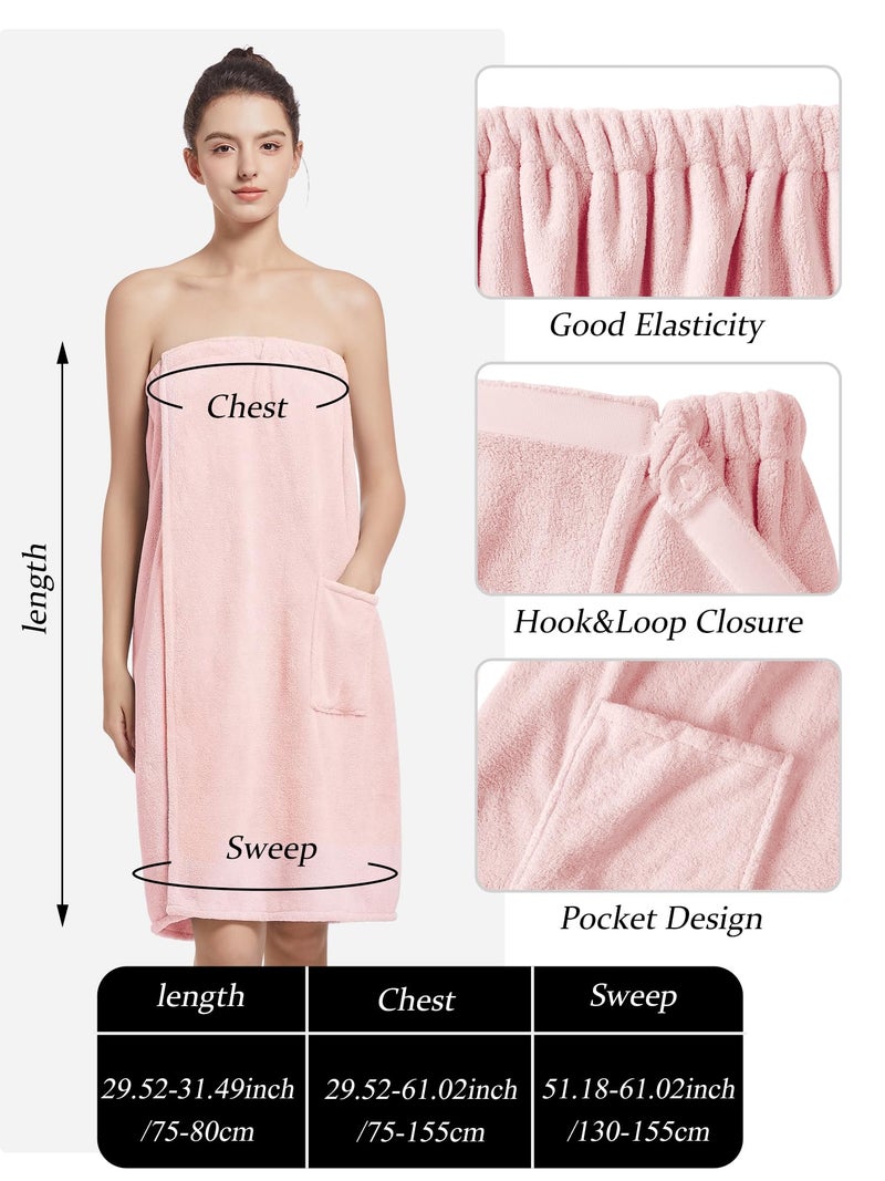 Wubbept Women'S Soft Wrap Towel Full Lengthï¼ŒBath Robe After Shower Female Plush Longï¼ŒSpa Bathrobes Lightweight With Pockets (US, Alpha, One Size, Regular, Regular, Pink) - Image 3