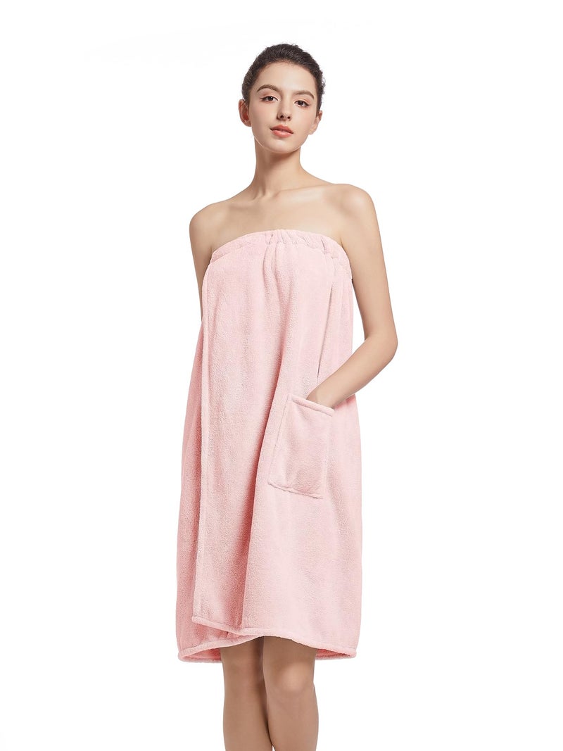 Wubbept Women'S Soft Wrap Towel Full Lengthï¼ŒBath Robe After Shower Female Plush Longï¼ŒSpa Bathrobes Lightweight With Pockets (US, Alpha, One Size, Regular, Regular, Pink) - Image 1