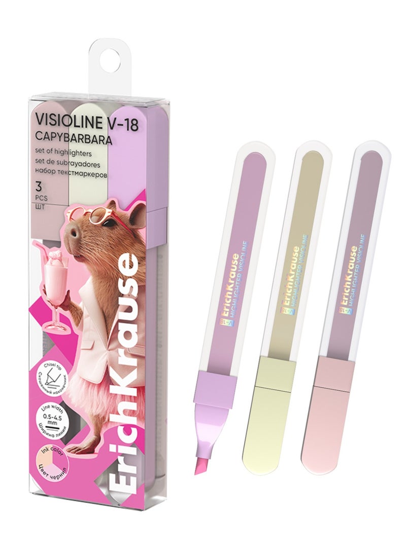 ErichKrause مجموعة هايلايتر كابيبارا فيسيولين 3 قطع V-18 - Image 1