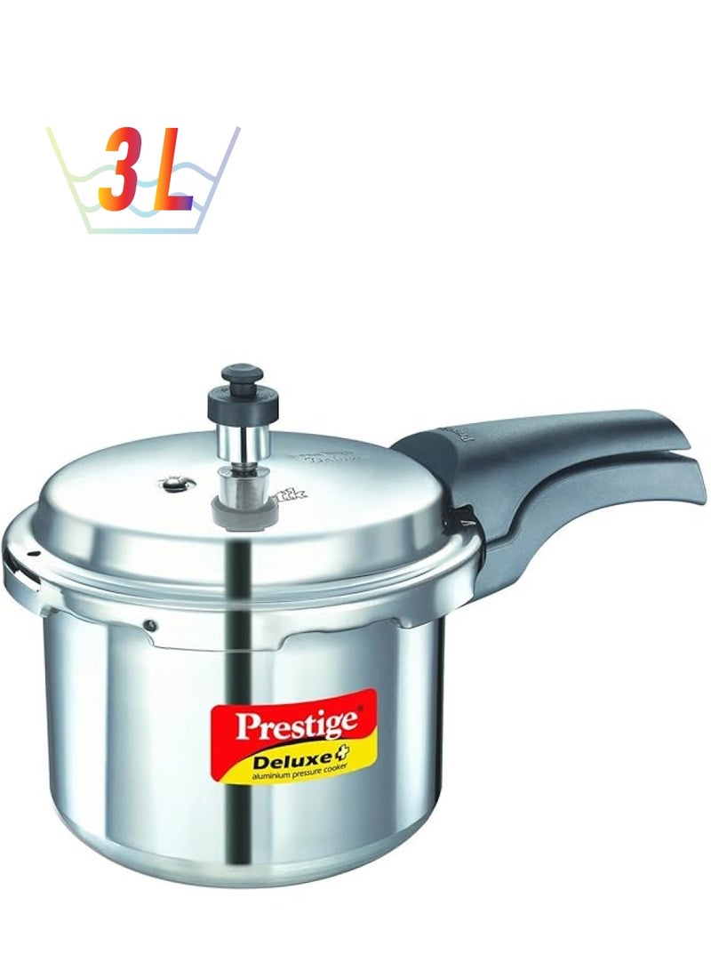 برستيج طنجرة ضغط ديلوكس بلس سعة 3 لتر من الألومنيوم مع غطاء، مؤشر ضغط حصري متوافق مع اللون الفضي