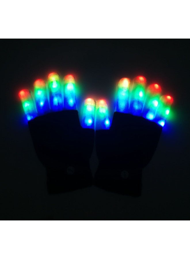 Loquat High-brightness Rainbow Led Gloves  Gifts Style Performance Props Ultra-bright Glowing Gloves Toy-Color:Black And White 7 Colored Lights Gloves - Image 1