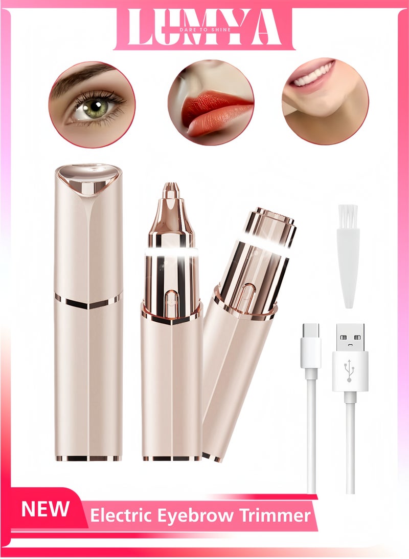 LUMYA Electric Eyebrow Trimmer, Facial Hair Removal for Women, Painless 2-in-1 Epilator Facial Hair Remover with 2 Types Heads, Nose Hair Trimmer, USB Rechargeable Electric Razor and Trimmer for Face, Nose, Peach Fuzz, Body Beard, Lips, Chin, Arm - Image 1