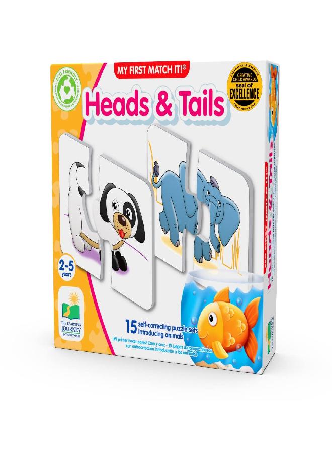 The Learning Journey: My First Match It - Head and Tails - 15 Piece Self-Correcting Animal Matching Puzzles - Learning Toys for Toddlers 1-3 - Award Winning Toys - Image 1